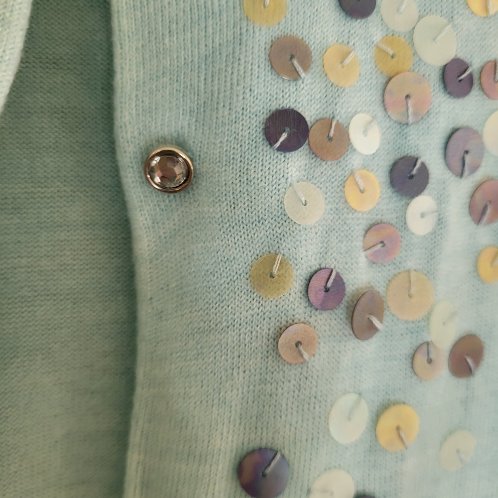New York & Company Light Blue Cardigan with Sequin Details - Picture 2 of 7